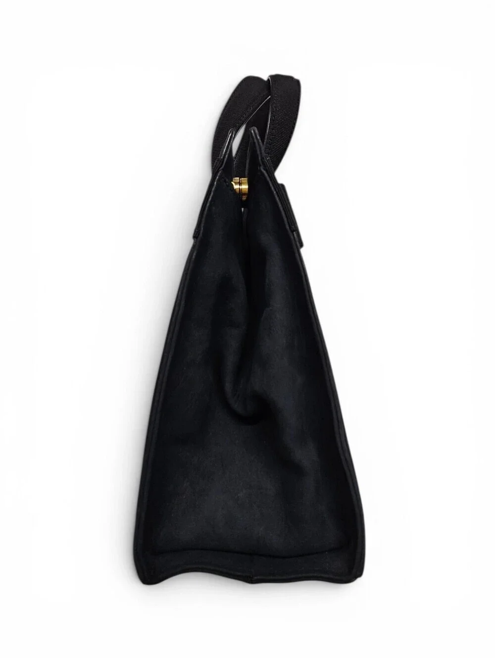 Salvatore Ferragamo Black Vara Bow Handbag In Navy Blue Suede And Gold